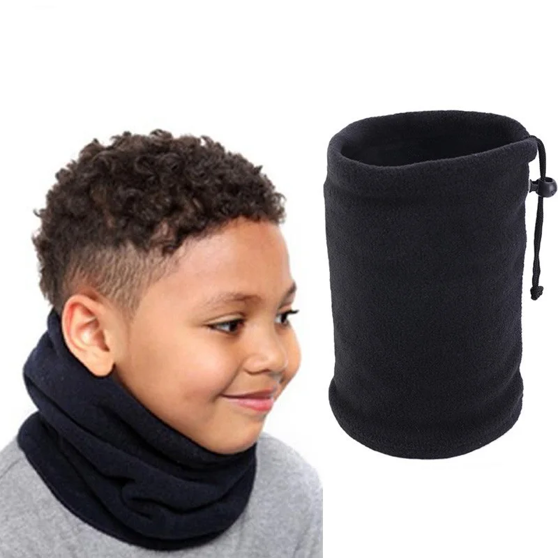 Polar Fleece Scarf Kids Girls Boy Polar Fleece Thickened Neck Warmer Scarf Tube Adjustable Face Cover Veil Camping Skiing Cap Headwear Warm Hat