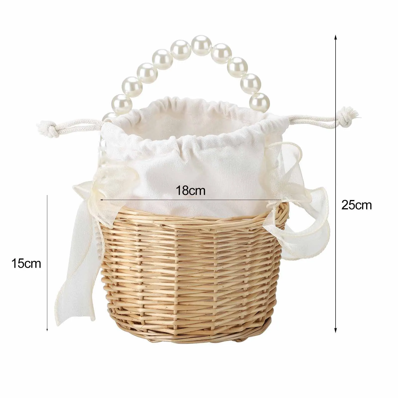 Flower Basket Woven Rattan Storage Container Box Portable Wedding Girl Baskets with Handle Wedding Party Home Decoration 6