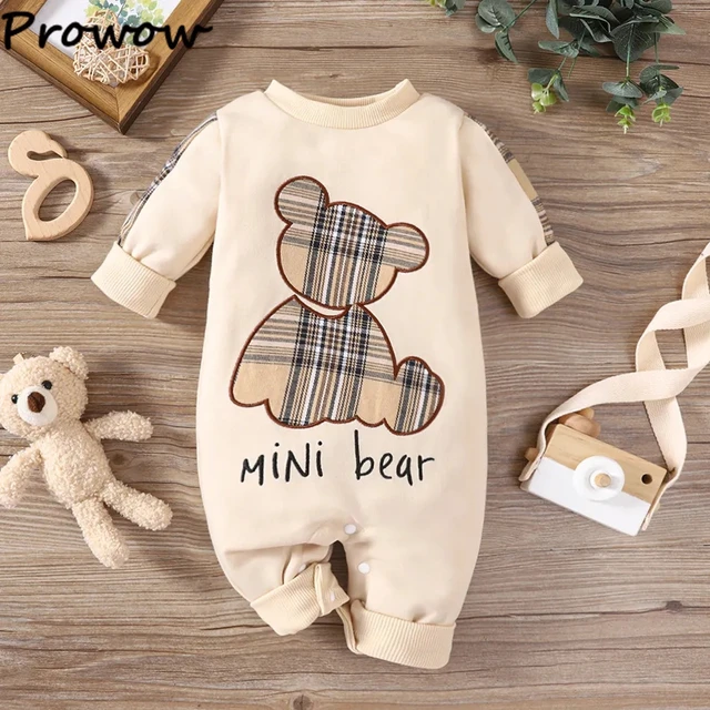 Prowow – barboteuse à motif ours pour bébé, salopette polaire chaude à  carreaux, pour garçons et filles