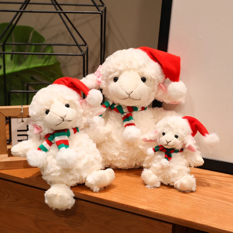 15/22/28cm Cute Soft Christmas Sheep Plush Toys Soft Lamb Plush Dolls Stuffed Sheep Plushie Baby Toys Birthday Gifts for Kids