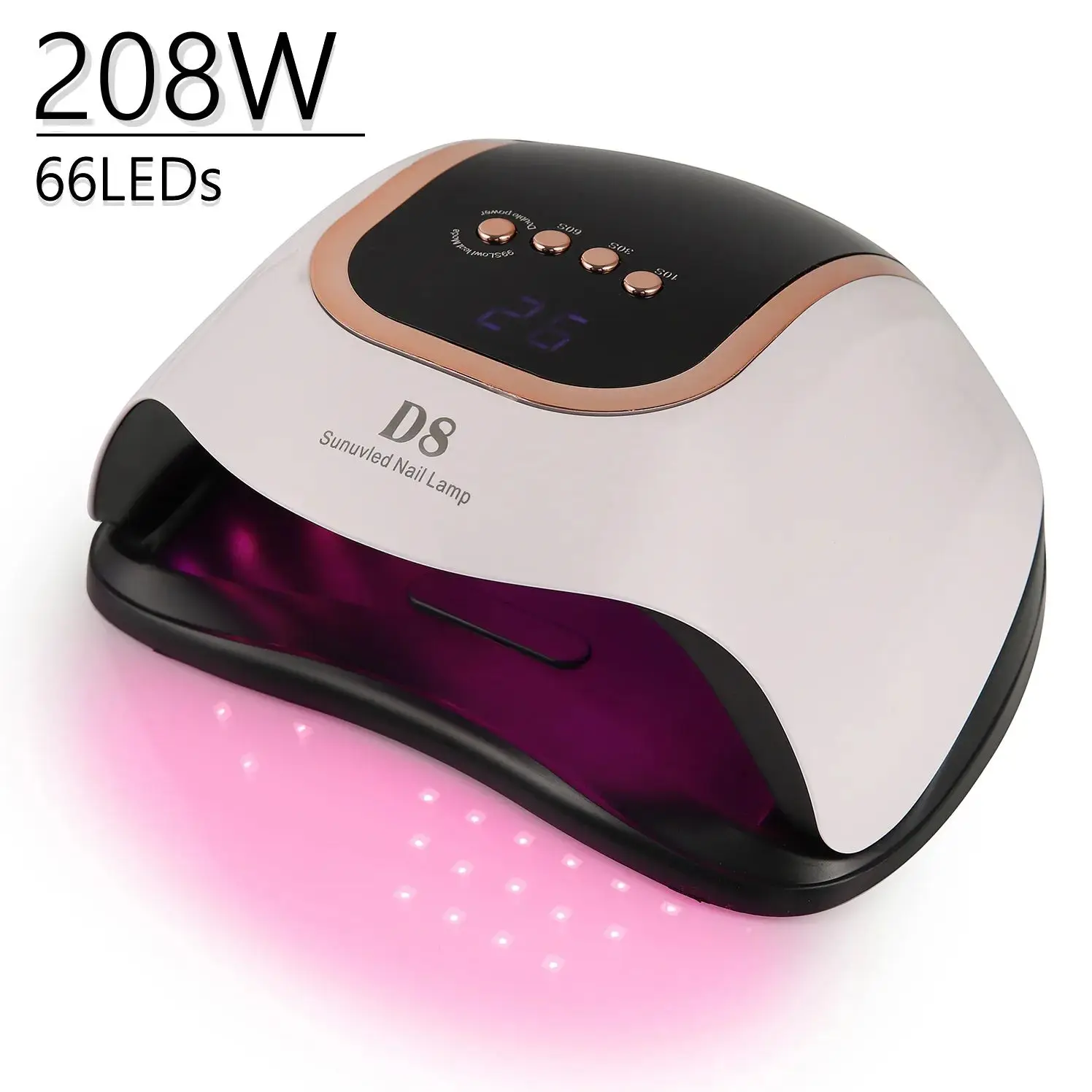 

208W D8 UV LED Nail Lamp For Manicure 66LEDs Gel Polish Drying Machine with Large LCD Touch Professional Smart Nail Dryer Tools