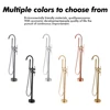 Brushed Gold Freestanding Bathtub Faucet 2 Handle Diverter Shower Faucet Floor Mounted Mixer 2 Functions Hot And Cold Tap 6