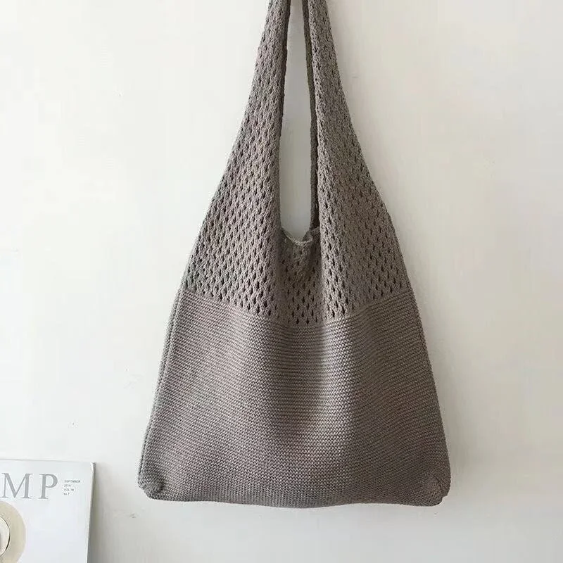 Designer Knitted Handbags Female Large Capacity Totes Women's Pack Summer Beach Bag Big Purses Casual Hollow Woven Shoulder Bags - 6