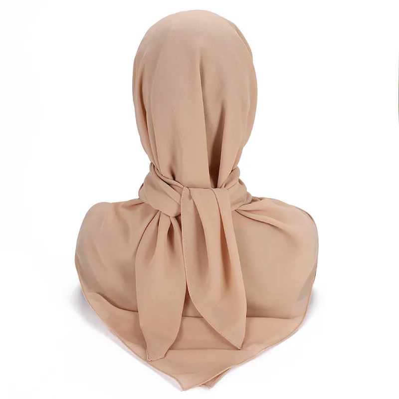90*90CM Headwrap 무거운 시폰 스퀘어 스카프 이슬람 Hijabs 여성 Underscarf 패션 캐주얼 일반 색상 Hijab