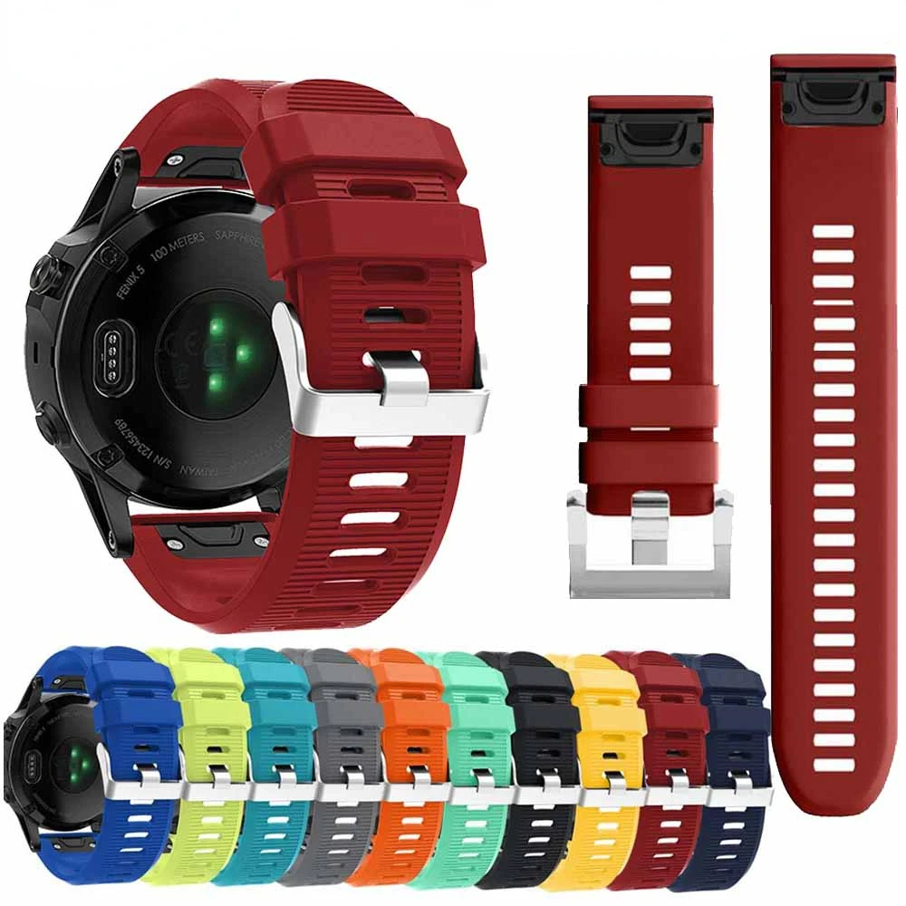 Ремешок силиконовый для смарт-часов Garmin Fenix 6X 5X GPS Fenix3 3HR d2 bravo quaitx3, 26 мм