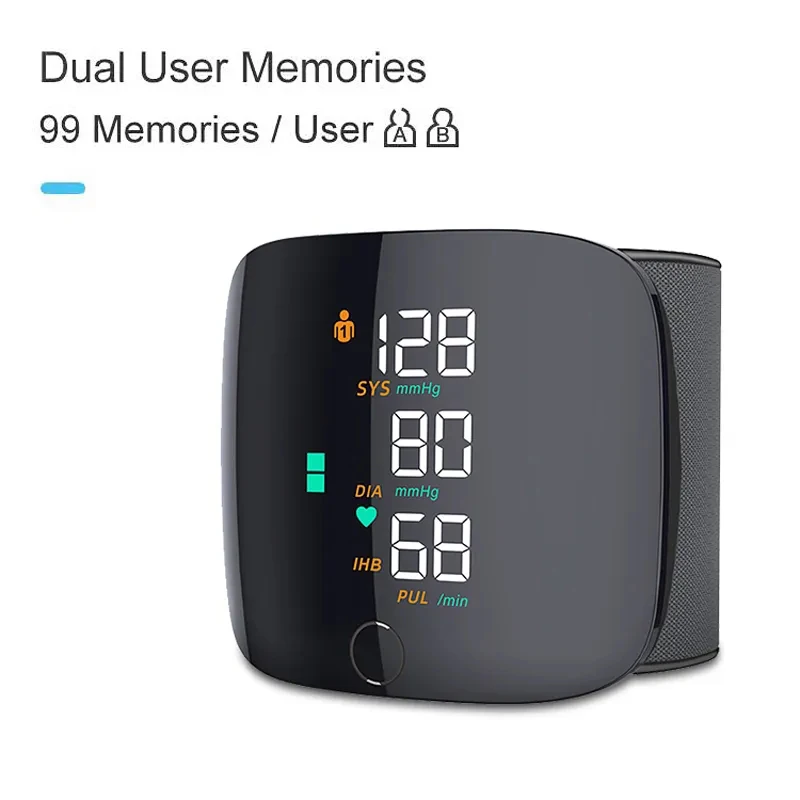 Blood Pressure Monitor Blood Pressure Meter LED Big Screen Wrist for Elderly Health Heart Rate Adult Type-C Charging
