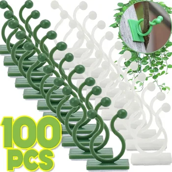 10/100PCS Reusable Green Plant Fixing Clips 1