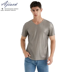 Electromagnetic radiation protective 100% silver fiber knitted fabric T-shirt base station, substation EMF shielding T-shirt