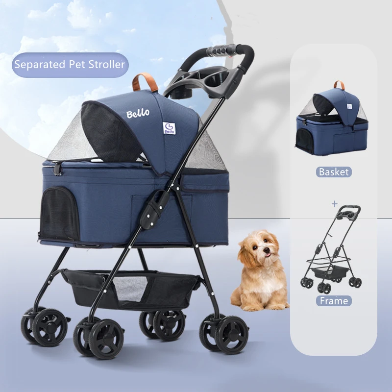 

Foldable Dog Stroller Pet Cat Animals Cart Trolley Carrier Transfer Hundebuggy For Travel Walking Wheels Wheelbarrow Dog Buggy