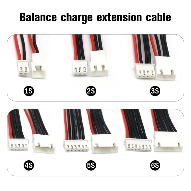 5pcs/lot JST-XH 1S 2S 3S 4S 5S 6S 20cm 22AWG Lipo Balance Wire Extension Charged Cable Lead Cord for RC Lipo Battery charger 2