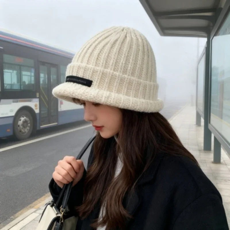 Winter Beanie Hat Women Cute Warm Ear Protection Knit Thicken Double Layer Windproof Caps Students Warm Senior Sense of Hat