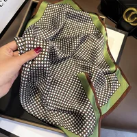 100% Pure Silk Scarf Women Neck Hair Band Foulard Square Small Headband 2024 Fashion Print Neckerchief Scarves Bandana 53*53cm 2