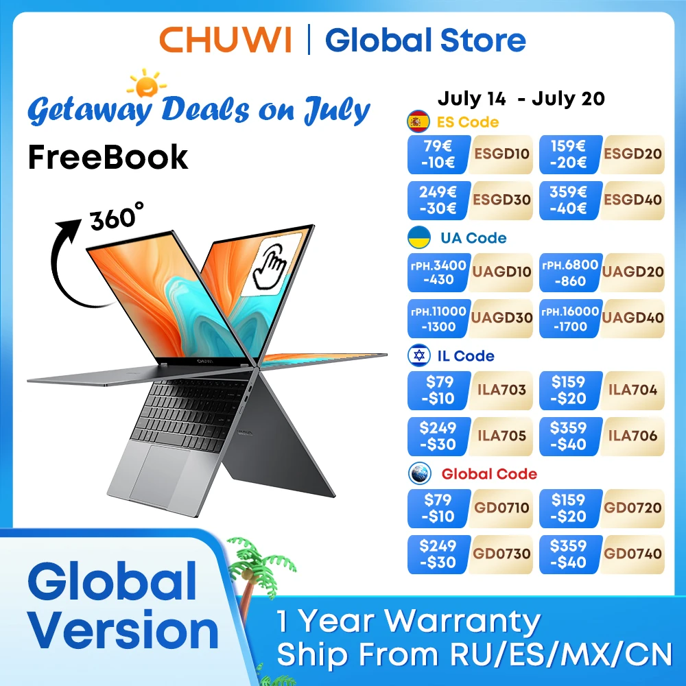 CHUWI FreeBook Laptop Tablet 2 in 1 Intel i3 1215U 12GB