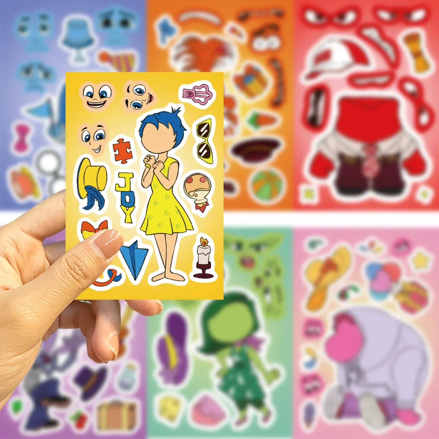 8/16/32Sheets Disney Movie Inside Out Make A Face Puzzle Stickers Kids Make Your Own DIY Game Children Jigsaw Education Toys 3