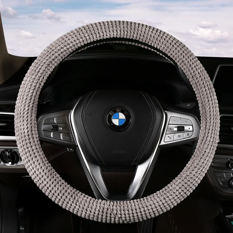 Cornkernel Plush Soft Car Steering Wheel Cover Breathable Comfortable Non-slip Autumn and Winter for Car Steering Wheel Cover