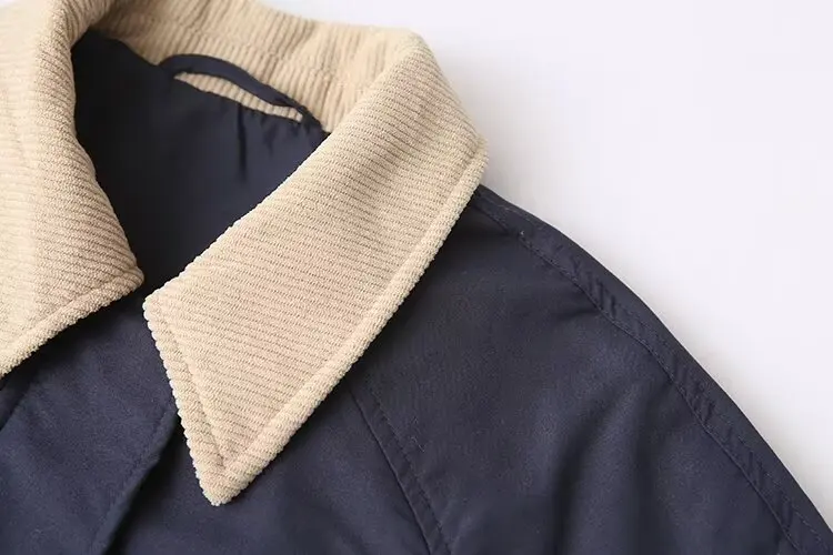 Women's Jacket Coat inszartrafs Outwear Vintage Long Sleeve Jaqueta De Couro Patchwork 2024 With Pocket Japanese Cargo Jacket