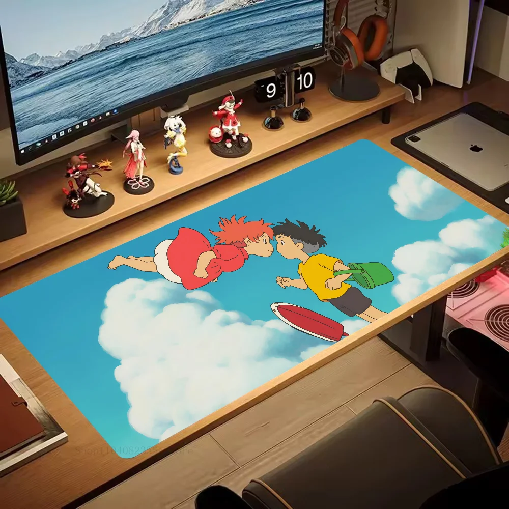 Anime P-Ponyo On The Cliff Mouse Pad Large Mouse Mat Pink Office Desk Mat Laptop Gaming Large Mousepad 5