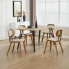 Modern Dining Chairs Set of 4,Upholstered Faux Leather Dining Room Chairs with Rattan Backrest and Wood Legs,Armless Wood Chairs 1