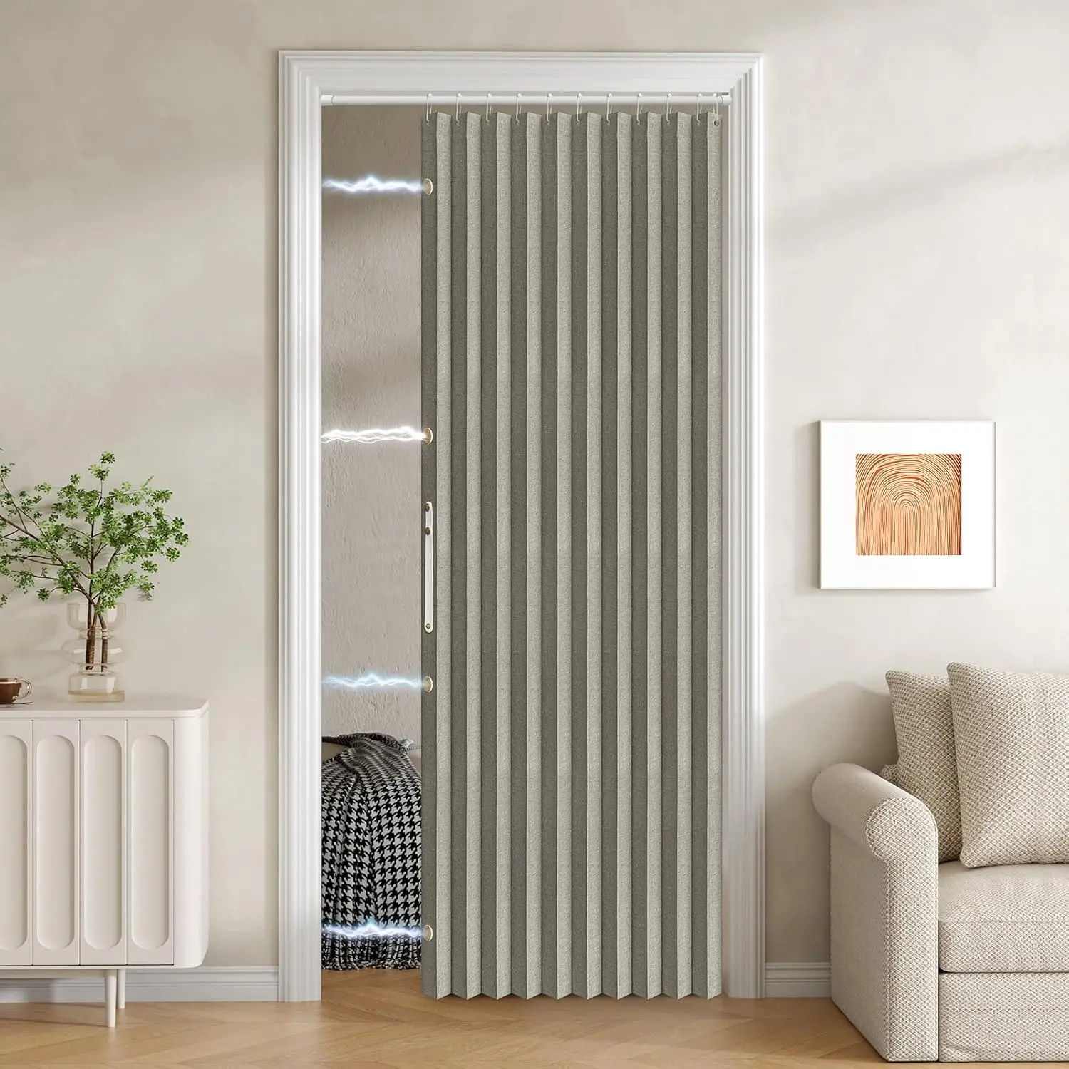 Folding Door Curtain Magnetic Pleated