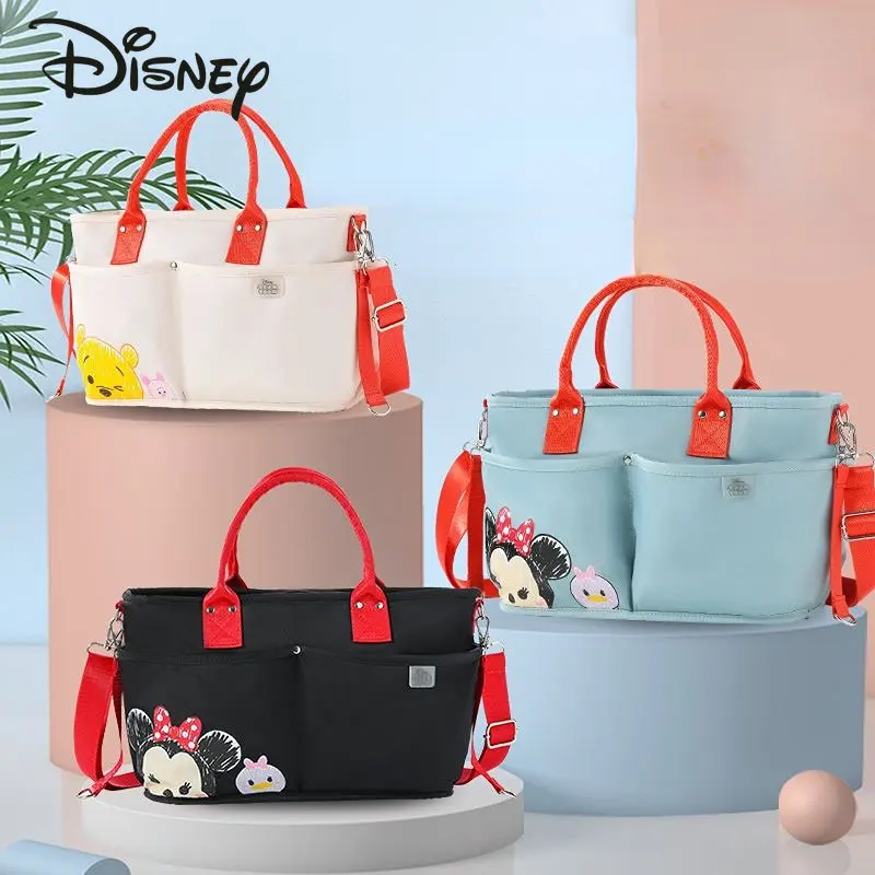 

Disney Fashion Mommy Bag High Quality Large Capacity Baby Products Storage Bag Multi Functional Hanging Baby Cart Handbag