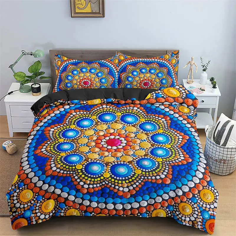 

Bohemian Mandala Duvet Cover Microfiber 2/3Pcs Bedding Set With Pillowcases Soft Quilt Cover Full For Kids Adult Bedroom Decor