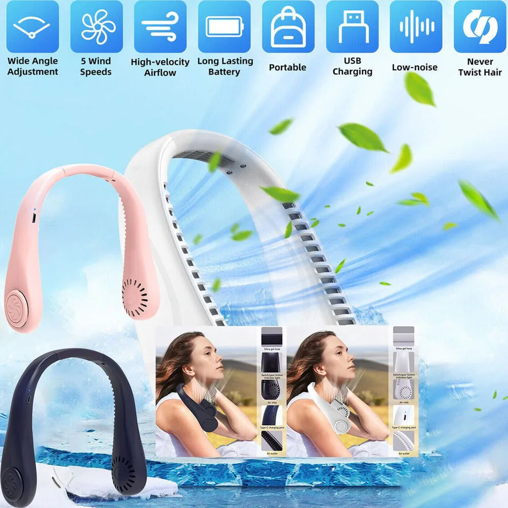 

6000mah Neck Fan USB Rechargeable Hanging Fan Lazy Man Hanging Cooler Air Cooler for Outdoor Sports