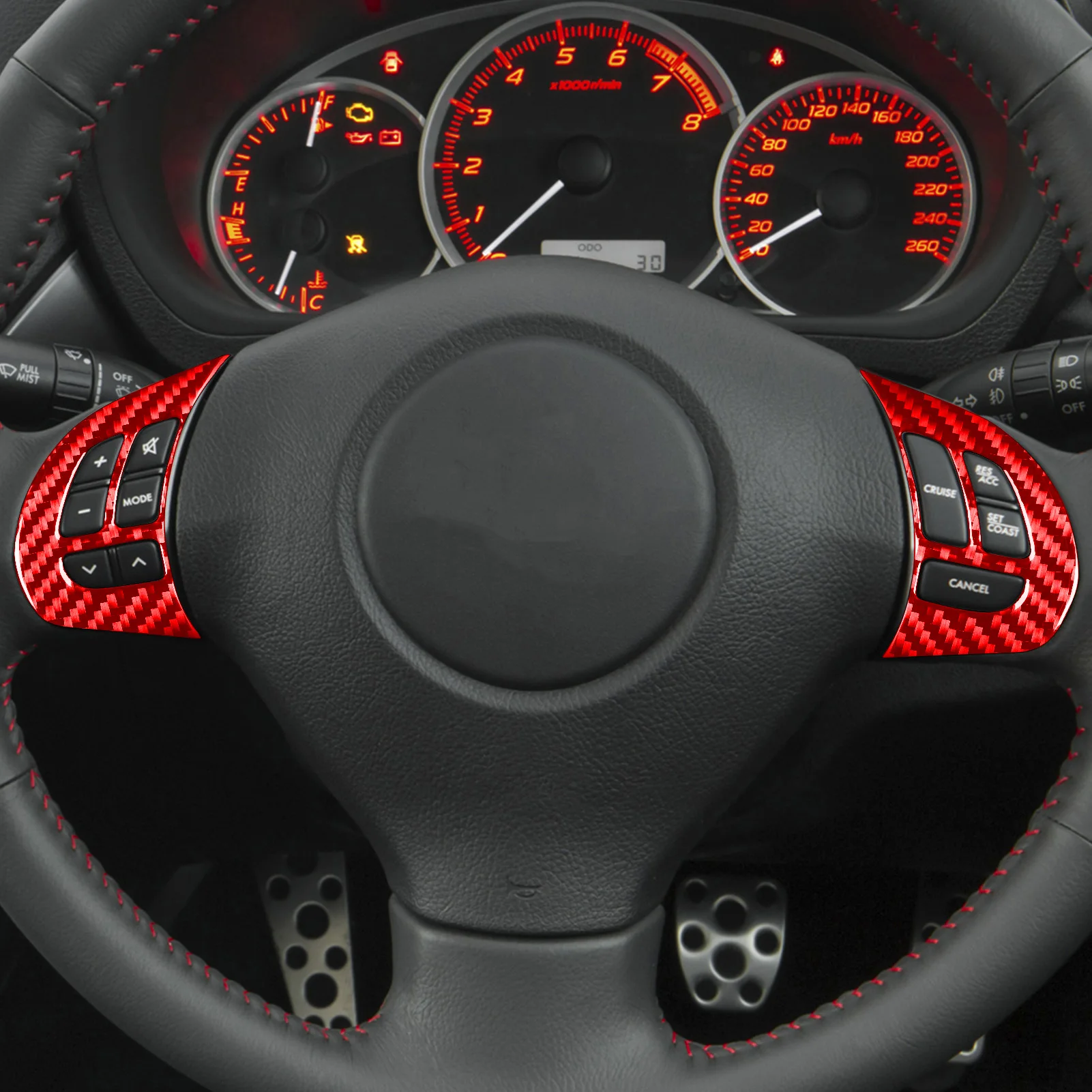 For Subaru Impreza 2009 2010 2011 Accessories Carbon Fiber Car Interior Steering Wheel Button Cover Trim Sticker Decoration