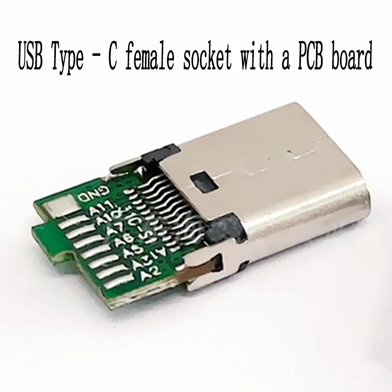 1 x USB-Buchse Typ – C mit einer Leiterplatte ‌ 24-poliger USB-Buchse, 8/16 Lötverbindungen, Hochstrom-USB-C-Ladeanschluss