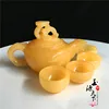 Natural jade gift ornaments beige jade tea set Ruyi hip flask teapot teacup jade business gifts 4