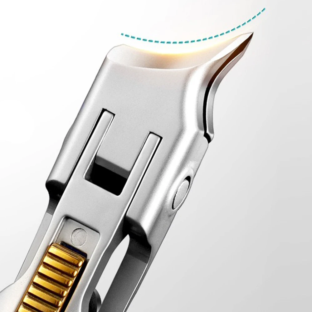 Stainless Steel Nail Clipper Large Wide Jaw Opening Anti-Splash Ergonomic Orange Handle for Thick Nails Storage&Clean