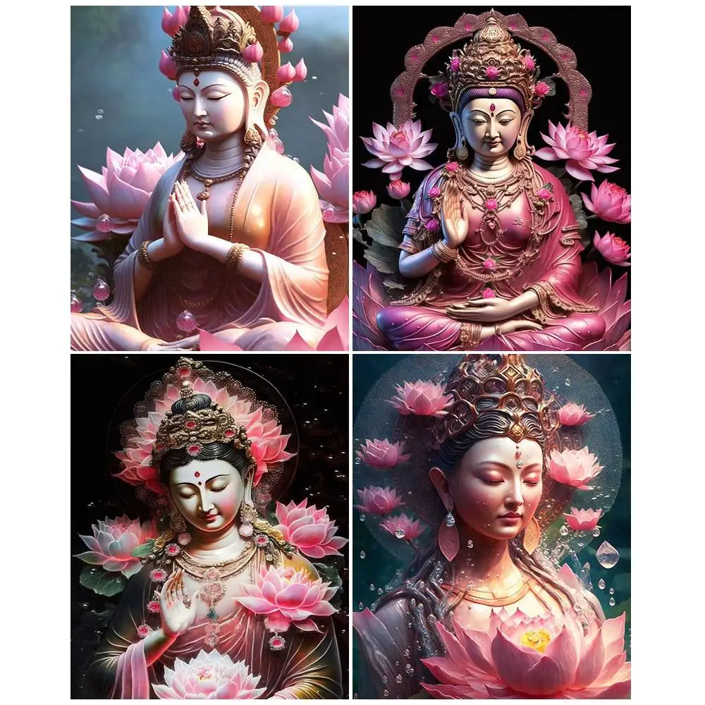 60 × 75cm Malerei Durch Zahlen Buddha Lotus Farbe Durch Zahl Für Erwachsene Abbildung Auf Leinwand Home Dekoration Wand kunst Bild DIY Geschenk