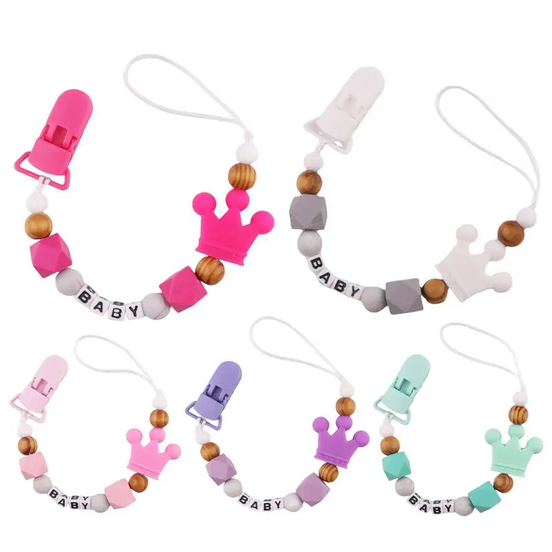 

Personalizzed Name Baby Pacifier Clips Silicone Teether Harness Stretchable Pacifier Chain For High Chair Newborn Gifts Custom