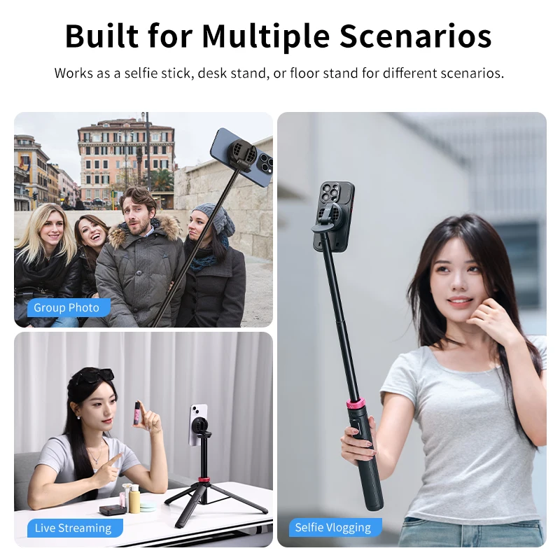 Selfie Stick Tripod Ulanzi MT-84 1.53M Magnetic Wireless Bluetooth Remote Phone Extension Tri Phone Live Streaming Vlog Custom