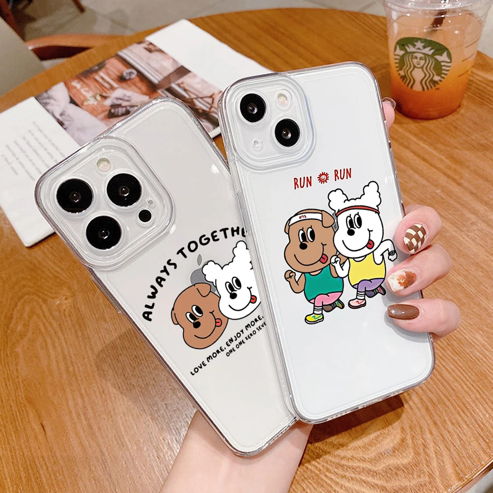 Per Iphone 14 Ins Corea Cute White Stripes Shorts Custodia Per Telefono Per Cani Per Iphone 14 13 12 11 Pro Max Xr Xs Mini Cover Trasparenti