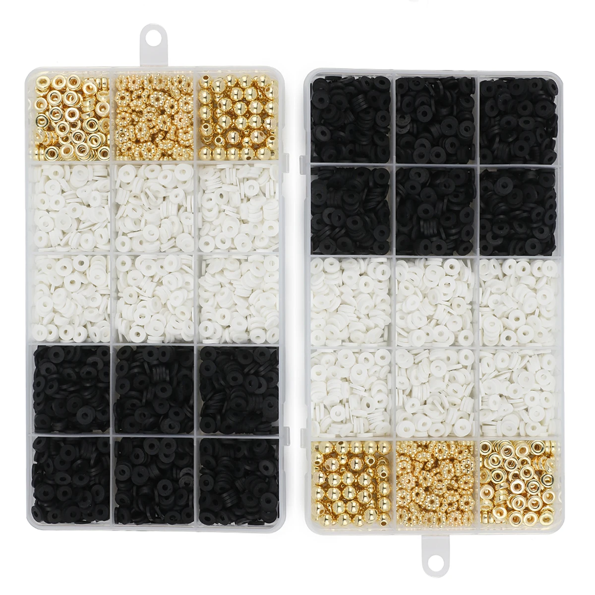2400pcs/box Polymer Clay Bead Kit, White And Black Polymer Clay