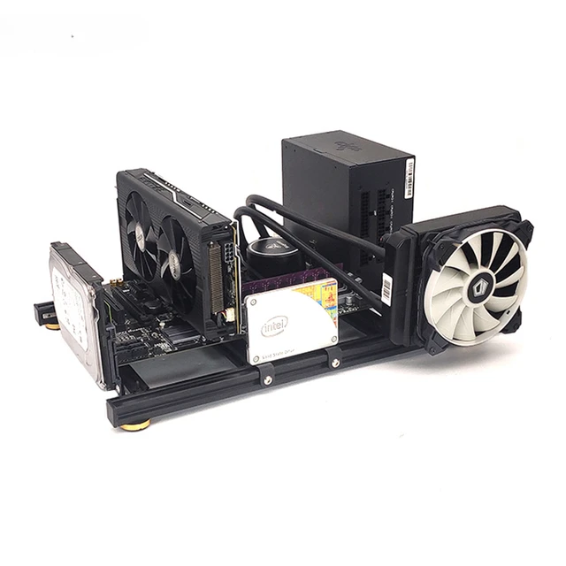 Boîtier pour ordinateur gamer DIY, tour de PC à cadre ouvert T1, avec  refroidissement par eau, châssis ITX MATX ATX