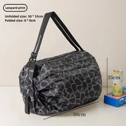 Foldable Ultra Light Eco - Friendly Portable Shopping Bag (Black Leopard Print)
