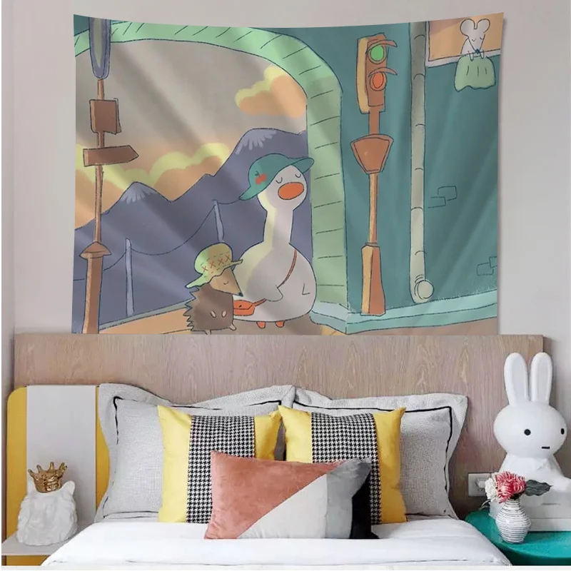 

Cute Cartoon Duck Bohemian Tapestries Decoration Bedroom Girl Tapestries Kawaii Accessories Room Wall Decorations Tapestries