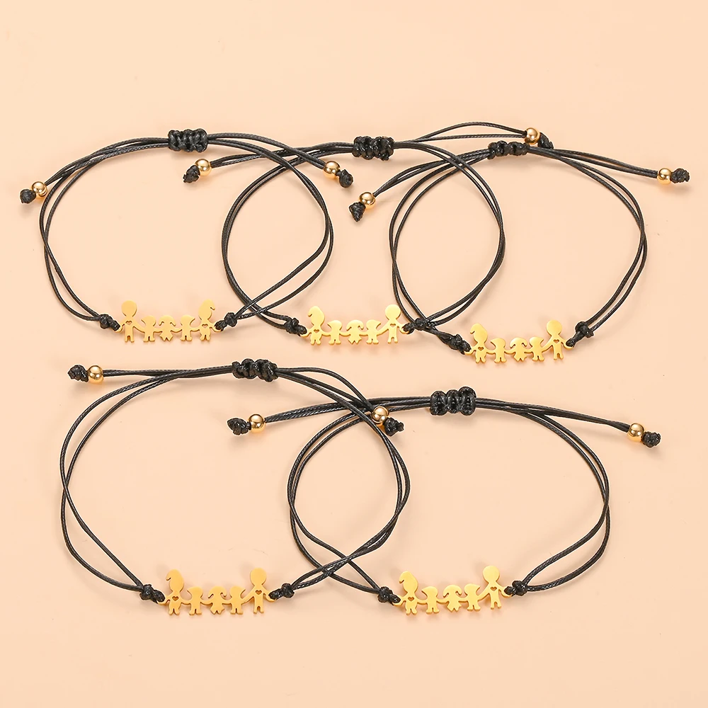 Family Love Mom Dad Kids Bracelets Set Fashion Silver Gold Color Stainless Steel Charm Bracelet Birthday Gifts for Family - Image 2