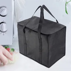 Expansive Insulated Grocery Tote - Foldable, Reusable Soft Cooler for Hot or Cold Food Transport (Black 30x25x25cm)