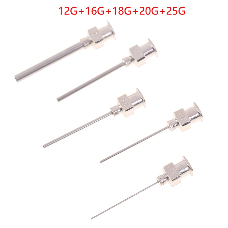 5Pcs Needle Blunt Tip Stainless Steel Syringe Dispenser Needles 12/16/18/20/25/G