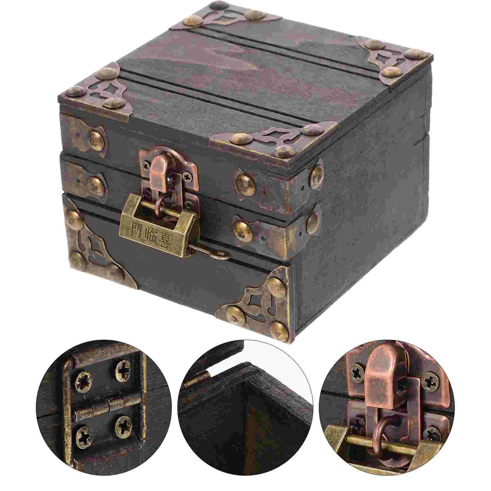 

Wooden Storage Box Jewelry Holder Case Pirate Treasure Chest Keepsakes With Lid