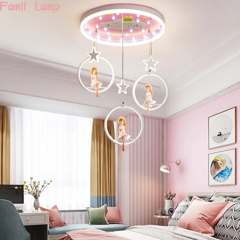 

Pendant Lights Chandelier Led Ceiling Nordic Girl Bedroom Dream Fairy Princess Hanging Lamp Decoration Suspension Luminaire