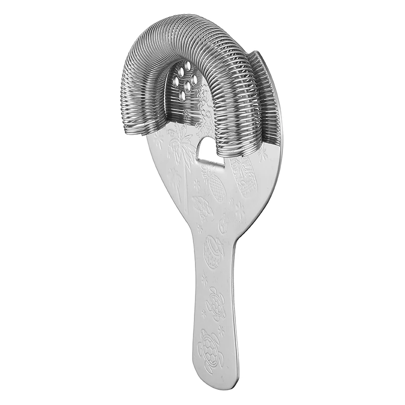 Stainless Steel Strainer Bar Strainer With Tiki Themed Etched Pattern