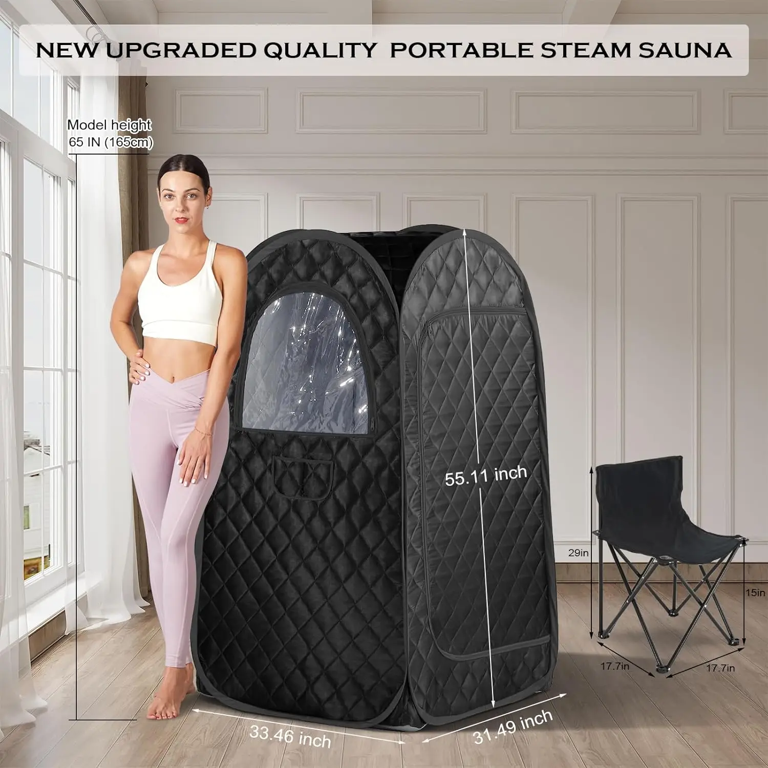 Portable Sauna Steam Sauna Full Body Newly Upgraded Large Space Sauna Quick-Folding Sauna Spa Tent Includes 4L Steamer 5
