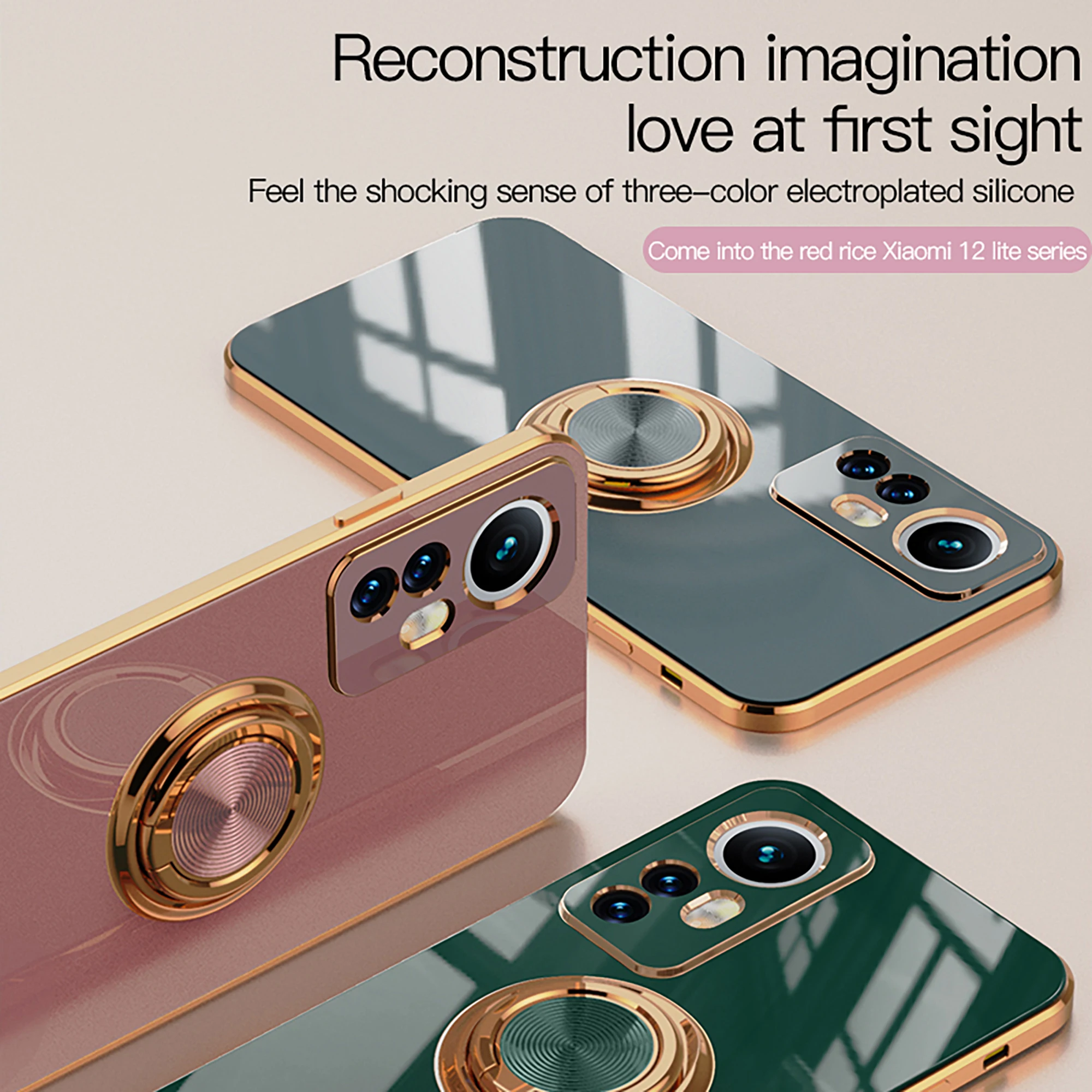 

Magnetic Ring Holder Phone Case For Xiaomi Mi 11i 11 Ultra 11T 10T 10 12 Lite 12S Pro 12X Poco F3 Plating Edge Soft TPU Cover