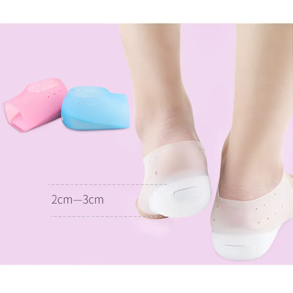 1 쌍 보이지 않는 높이 증가 깔창 실리콘 편안한 통기성 발 뒤꿈치 패드 화이트 사이즈 2Cm 남성 여성용 안티 슬립 충격 방지