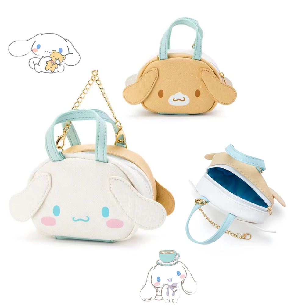 

Kawaii Sanrios Cinnamonroll Women Mini Coin Purse metal chain tote bag Cute Storage Headphone Bag Pendant Doll kids Toys Gifts