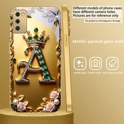 Elegant Golden Glass Phone Case with Ornate S Design - Galaxy S20 FE (JS - SMJ32602041)