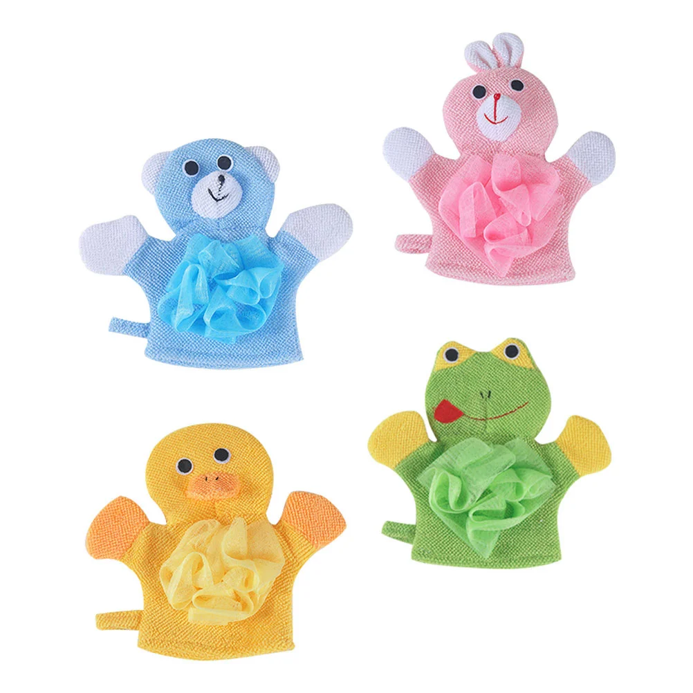 

4 Pcs Cartoon Shower Gloves for Kids Scrub Lovely Bathing Towel Composite Cotton Body Cleaner Deep Cleaning Man